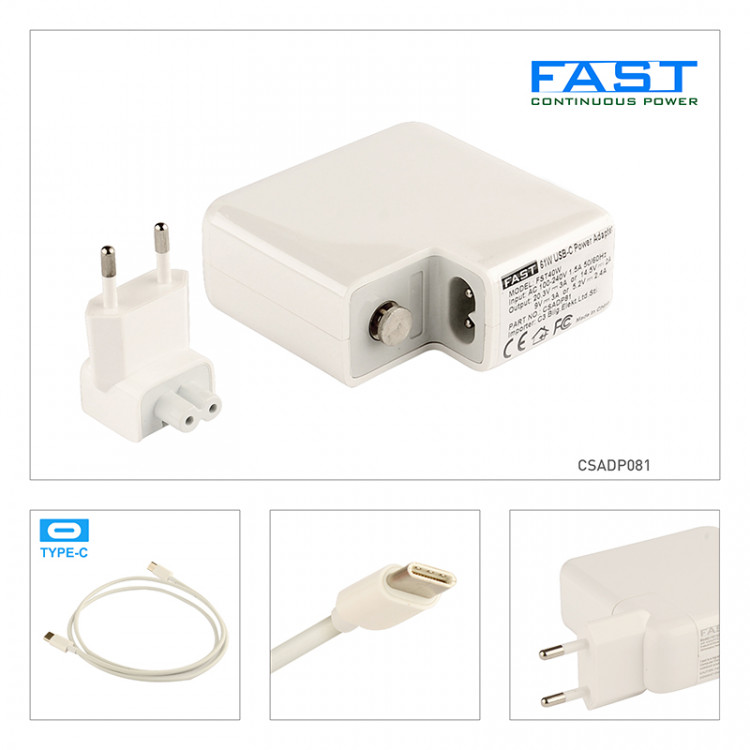 Fast Apple Usb Type C Şarj Adaptörü 20.3V 3A, 14.5V 2A, 9V 3A , 5.2V 2.4A 61W CSADP081